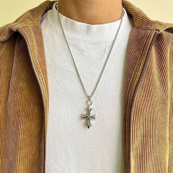 Other - y2k style heavy metal punk silver gothic emo cross pendant chain necklace